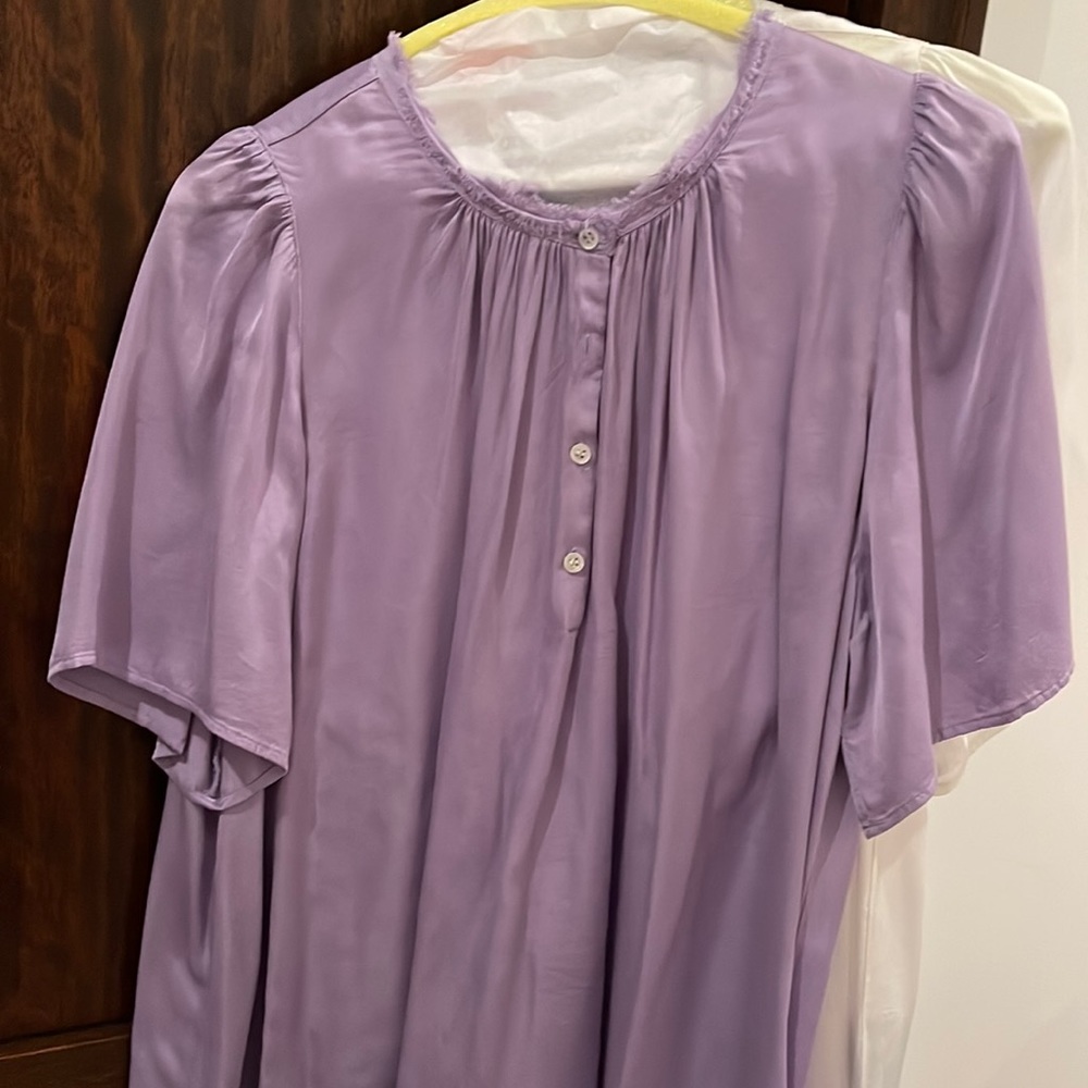 Raquel Allegra perfect condition rayon blouse with frayed collar. Size 3 l/xl